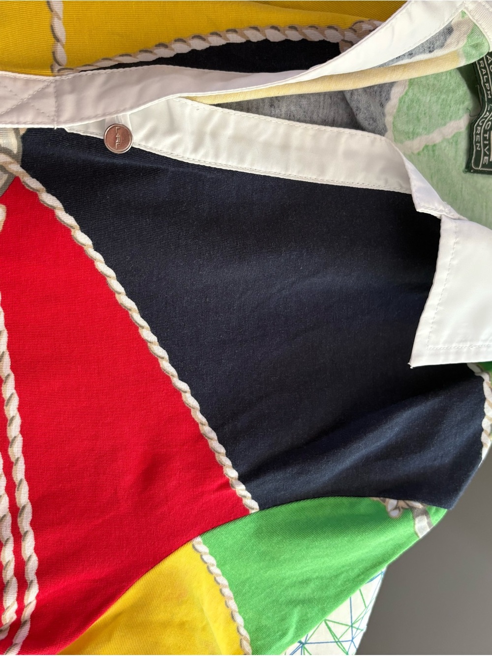 Vintage Ralph Lauren Active Multicolor Rope-Panel Polo Shirt - Picture 5 of 5